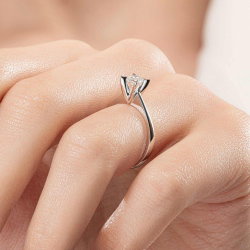 D Renk 0,50 Karat HRD Sertifikalı Tektaş Pırlanta Yüzük - 5