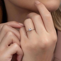 0,01 Karat Efektli Tektaş Pırlanta Yüzük - PR00972-8 - 5