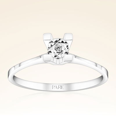 0,01 Karat Efektli Tektaş Pırlanta Yüzük - Pare Pırlanta