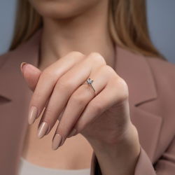 0,01 Karat Efektli Tektaş Pırlanta Yüzük - PR00973-8 - 4