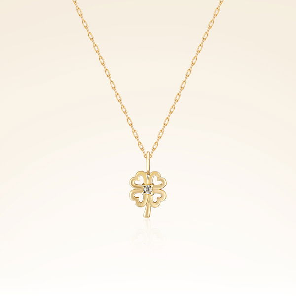 0,01 Karat Pırlanta Yonca Kolye - Pare Pırlanta