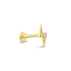 0,01 Karat Pırlanta Taşlı Şimşek Piercing - P0004110 - 2