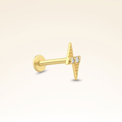 0,01 Karat Pırlanta Taşlı Şimşek Piercing - Pare Pırlanta
