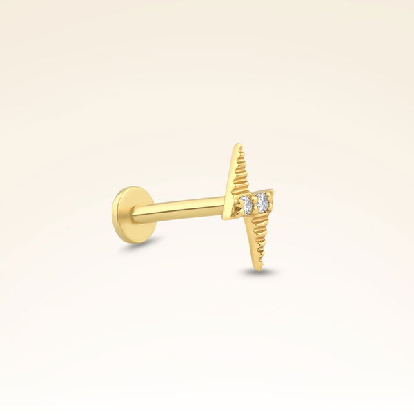 0,01 Karat Pırlanta Taşlı Şimşek Piercing - Pare Pırlanta