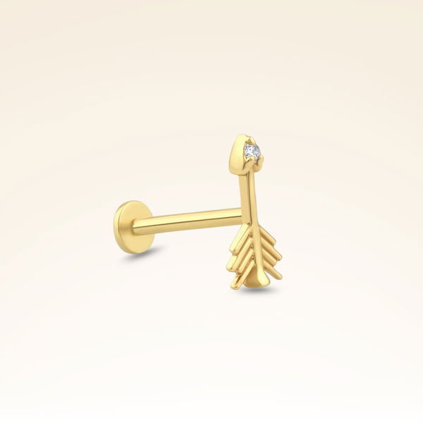 0,01 Karat Pırlanta Taşlı Ok Piercing - Pare Pırlanta