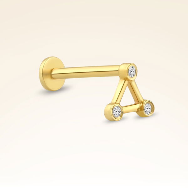 0,01 Karat Pırlanta Taşlı Üçgen Piercing - Pare Pırlanta