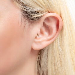 0,01 Karat Pırlanta Taşlı Üçgen Piercing - 3