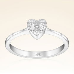 0,01 Karat Pırlanta Kalp Efektli Tektaş Yüzük - 1