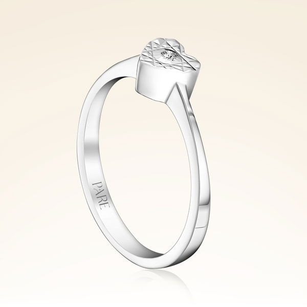 0,01 Karat Pırlanta Kalp Efektli Tektaş Yüzük - Pare Pırlanta