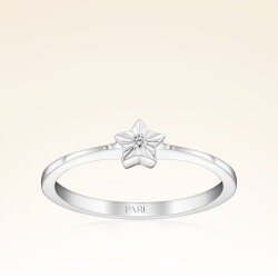 0,01 Karat Pırlanta Yıldız Efektli Tektaş Yüzük - 1