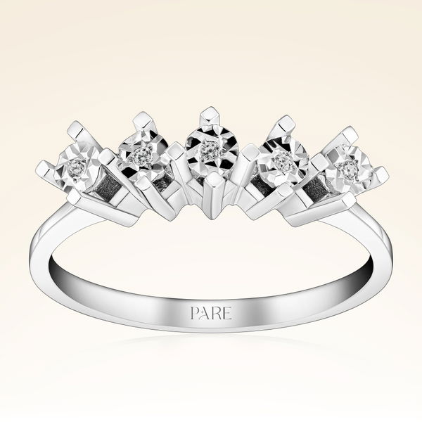 0,02 Karat Efektli Beştaş Pırlanta Yüzük - Pare Pırlanta