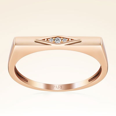 0,02 Karat Pırlanta Üç Taşlı Rose Yüzük - Pare Pırlanta