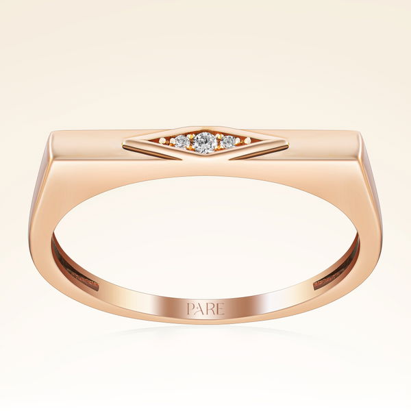 0,02 Karat Pırlanta Üç Taşlı Rose Yüzük - Pare Pırlanta