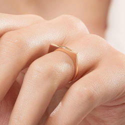 0,02 Karat Pırlanta Üç Taşlı Rose Yüzük - PR01088 - 6