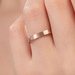 0,02 Karat Pırlantalı Kare Mat Kadın Alyans - PRA0024 - 3
