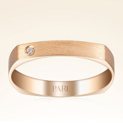 0,02 Karat Pırlantalı Kare Mat Kadın Alyans - 1