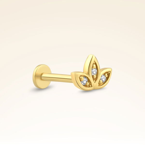 0,02 Karat Pırlanta Lotus Çiçek Piercing - Pare Pırlanta