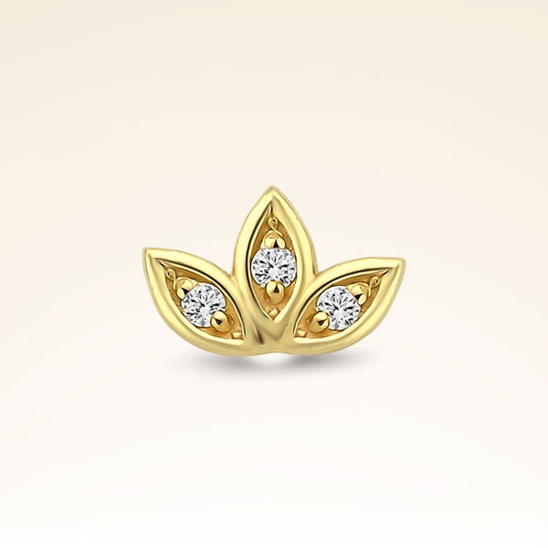 0,02 Karat Pırlanta Lotus Çiçek Piercing - Pare Pırlanta