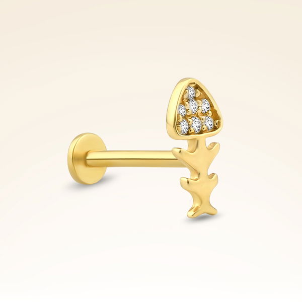 0,02 Karat Pırlanta Taşlı Kılçık Piercing - Pare Pırlanta