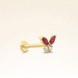 0,10 Karat Pırlantalı Yakut Piercing - 2