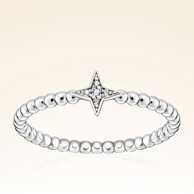 0,02 Karat Pırlanta Taşlı Yıldız Yüzük - Pare Pırlanta