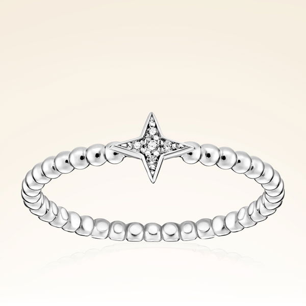 0,02 Karat Pırlanta Taşlı Yıldız Yüzük - Pare Pırlanta