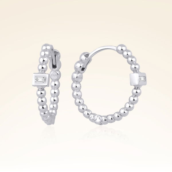 0,03 Karat Baget Halka Küpe - Pare Pırlanta