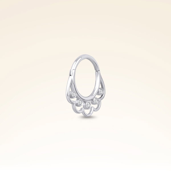 0,03 Karat Pırlanta Helix Taşlı Halka Piercing - Pare Pırlanta
