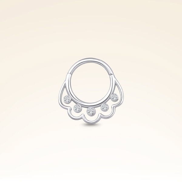 0,03 Karat Pırlanta Helix Taşlı Halka Piercing - Pare Pırlanta