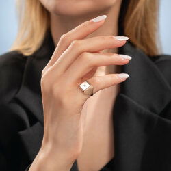 0,03 Karat Pırlanta Prenses Taşlı Rose Yüzük - 3