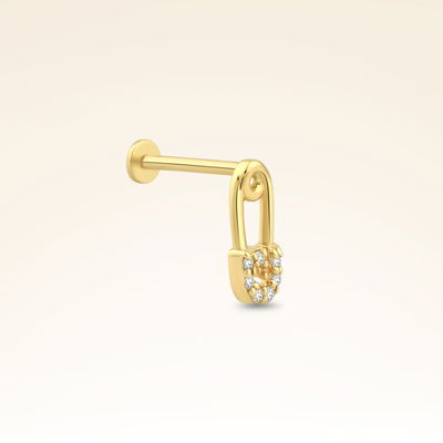 0,03 Karat Pırlanta Çengel Piercing - Pare Pırlanta