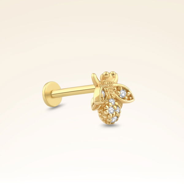0,03 Karat Pırlanta Taşlı Arı Piercing - Pare Pırlanta