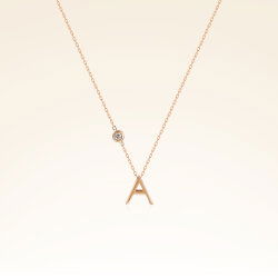 0,03 Karat Pırlantalı Rose Harf Kolye - 1