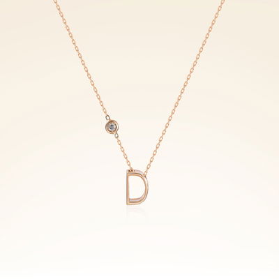 0,03 Karat Pırlantalı Rose Harf Kolye - Pare Pırlanta