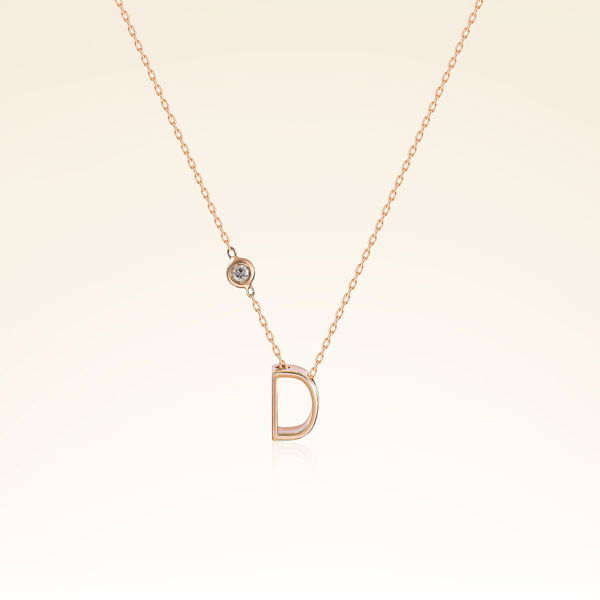 0,03 Karat Pırlantalı Rose Harf Kolye - Pare Pırlanta