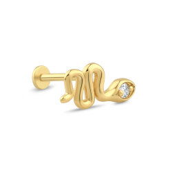 0,03 Karat Pırlantalı Yılan Piercing - 2