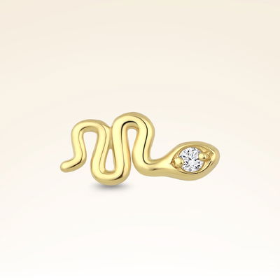 0,03 Karat Pırlantalı Yılan Piercing - Pare Pırlanta