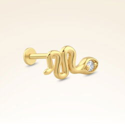 0,03 Karat Pırlantalı Yılan Piercing - 2
