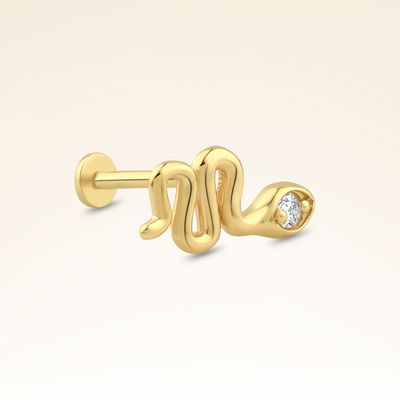 0,03 Karat Pırlantalı Yılan Piercing - Pare Pırlanta