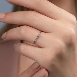 0,03 Karat Pırlanta Tektaş Yüzük - 5