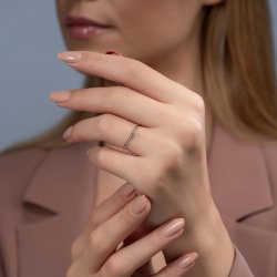 0,03 Karat Pırlanta Tektaş Yüzük - 4