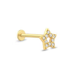 0,04 Karat Pırlanta Taşlı Yıldız Piercing - P0004086 - 2