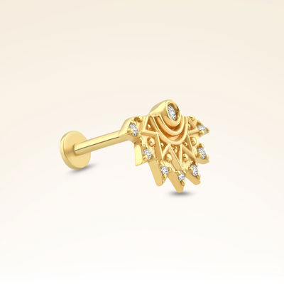 0,04 Karat Pırlanta Taşlı Tragus Piercing - Pare Pırlanta