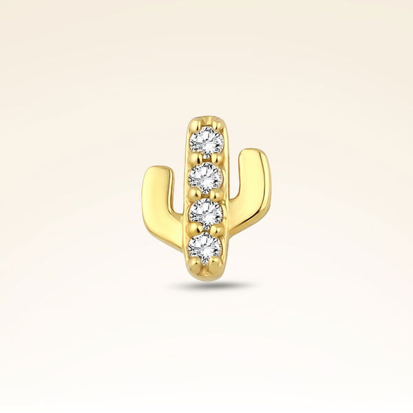 0,04 Karat Pırlanta Taşlı Kaktüs Piercing - Pare Pırlanta