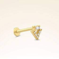 0,04 Karat Pırlanta Baget Taşlı Piercing - 2