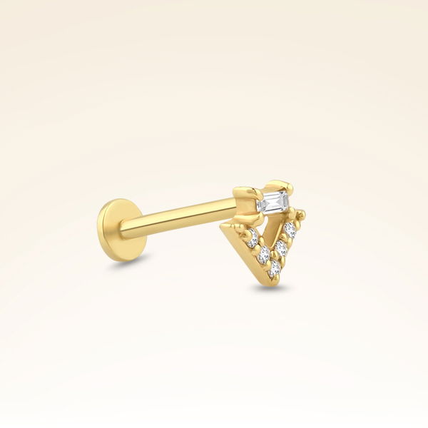 0,04 Karat Pırlanta Baget Taşlı Piercing - Pare Pırlanta