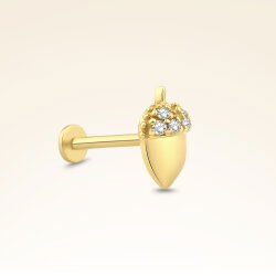 0,04 Karat Pırlanta Taşlı Meşe Piercing - 2