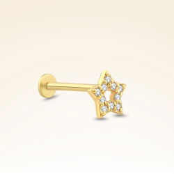 0,04 Karat Pırlanta Taşlı Yıldız Piercing - 2
