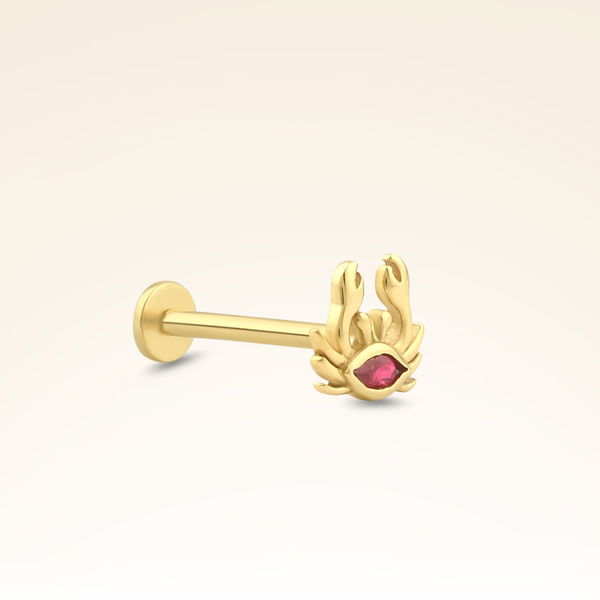 0,04 Karat Yakut Yengeç Piercing - Pare Pırlanta