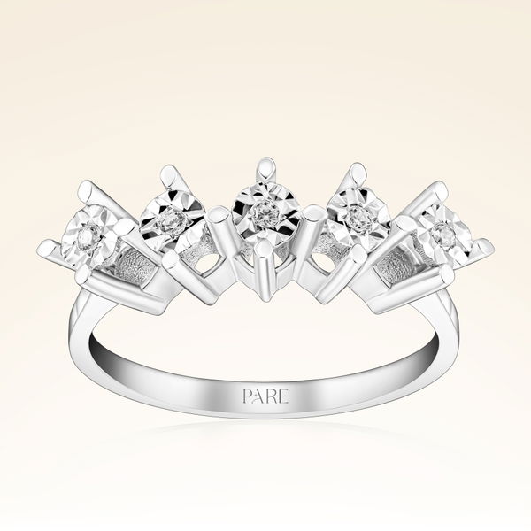 0,05 Karat Efektli Beştaş Pırlanta Yüzük - Pare Pırlanta